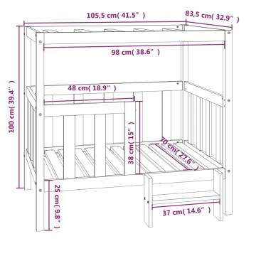 Dog Bed White - Solid Pine Wood, 105.5x83.5x100 cm