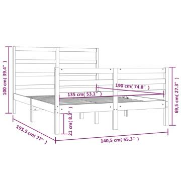 Solid Wood Pine Bed Frame 135x190 cm Double - Hipomarket