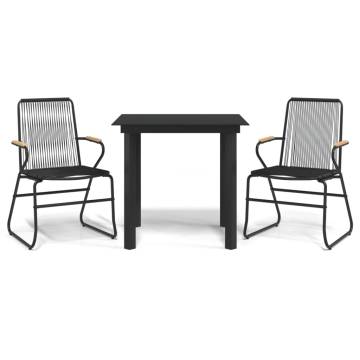 3 Piece Garden Dining Set - Black PVC Rattan | HipoMarket