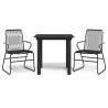 3 Piece Garden Dining Set - Black PVC Rattan | HipoMarket