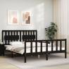 Bed Frame with Headboard Black 160x200 cm Solid Wood Colour black Size 160 x 200 cm 