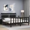 Solid Wood Bed Frame with Headboard - Black 160x200 cm