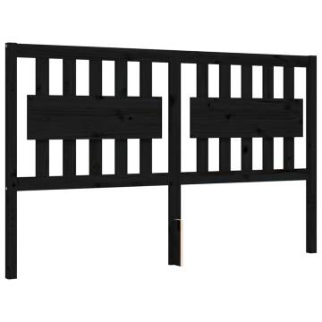 Solid Wood Bed Frame with Headboard - Black 160x200 cm