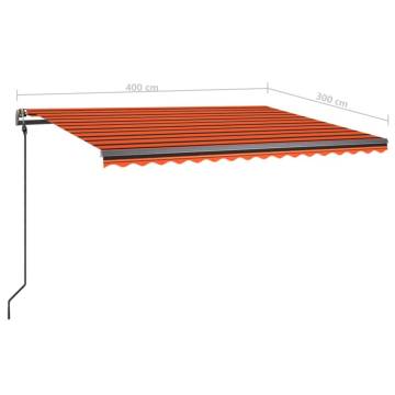 Manual Retractable Awning 4x3 m - Orange & Brown