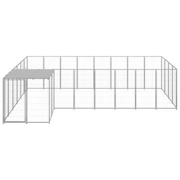 Dog Kennel Silver 10.89 m² Steel - Secure & Durable