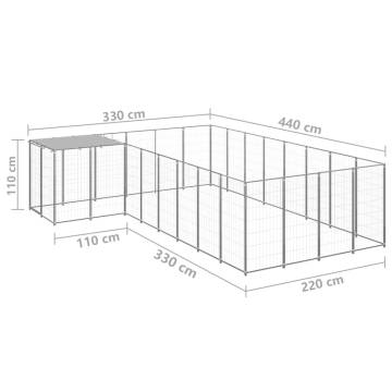 Dog Kennel Silver 10.89 m² Steel - Secure & Durable