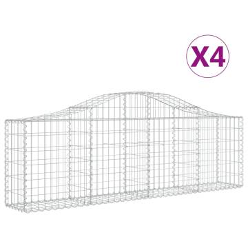 Arched Gabion Baskets 4 pcs | Galvanised Iron Garden Barriers