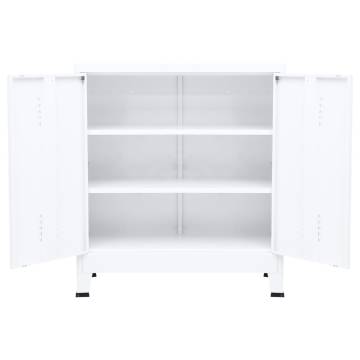 Industrial Storage Chest in White Steel - Organize Your Space