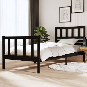 Black Solid Wood Bed Frame 90x200 cm - Stylish & Durable