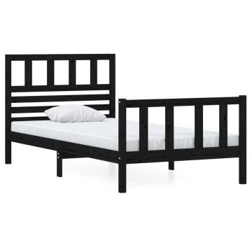 Black Solid Wood Bed Frame 90x200 cm - Stylish & Durable