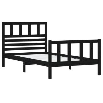 Black Solid Wood Bed Frame 90x200 cm - Stylish & Durable