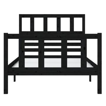 Black Solid Wood Bed Frame 90x200 cm - Stylish & Durable