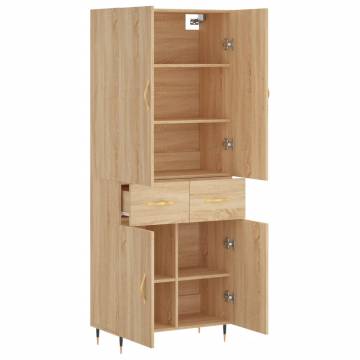 Stylish Highboard Sonoma Oak - 69.5x34x180 cm | Hipomarket UK