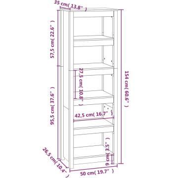 Book Cabinet Grey 50x35x154 cm - Solid Pine Wood