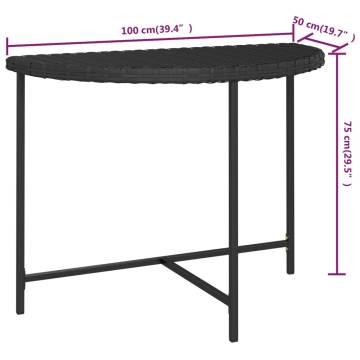 Garden Table Black 100x50x75 cm - Poly Rattan | HipoMarket