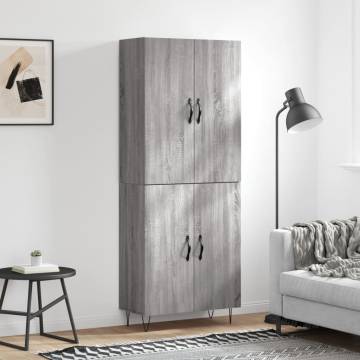 Stylish Highboard Grey Sonoma - 69.5x34x180 cm | HipoMarket