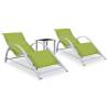 Sun Loungers Set 2 pcs with Table - Aluminium Green