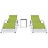 Sun Loungers Set 2 pcs with Table - Aluminium Green