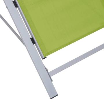 Sun Loungers Set 2 pcs with Table - Aluminium Green