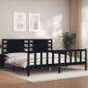 Super King Size Black Bed Frame with Headboard - Solid Wood