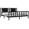 Super King Size Black Bed Frame with Headboard - Solid Wood