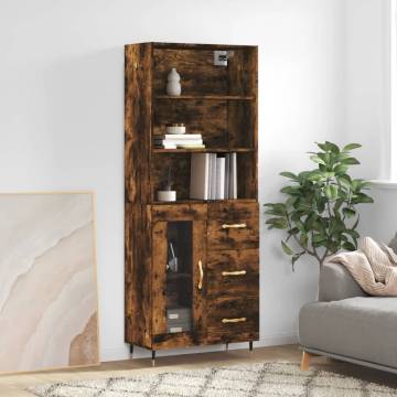 Elegant Highboard in Smoked Oak - 69.5x34x180 cm