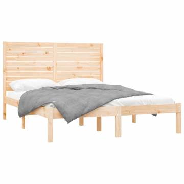 Solid Wood Bed Frame 160x200 cm - Timeless Design | Hipo Market