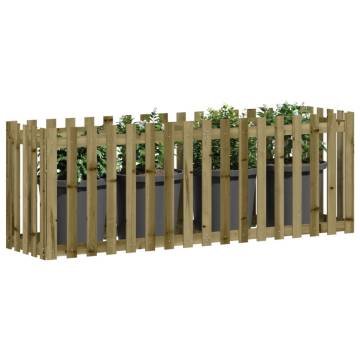 Garden Raised Bed with Fence Design - 200x50x70 cm Pine