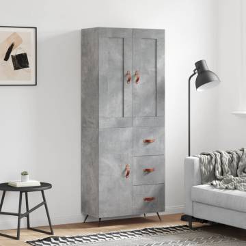 Stylish Highboard Concrete Grey - Durable Engineered Wood