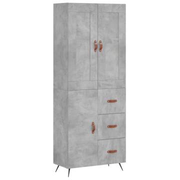 Stylish Highboard Concrete Grey - Durable Engineered Wood