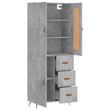 Stylish Highboard Concrete Grey - Durable Engineered Wood