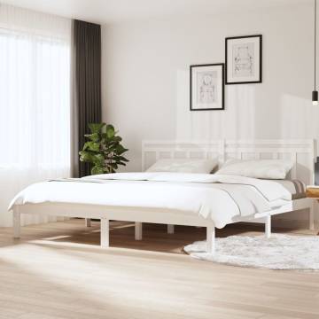 White Solid Wood Pine Bed Frame 160x200 cm | HipoMarket