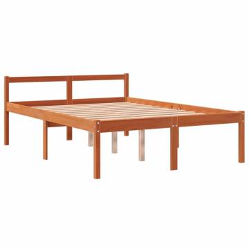 Wax Brown Bed Frame 140x190 cm - Solid Pine Wood