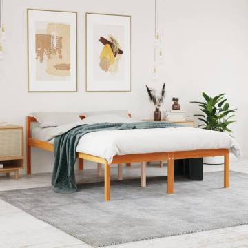 Wax Brown Bed Frame 140x190 cm - Solid Pine Wood