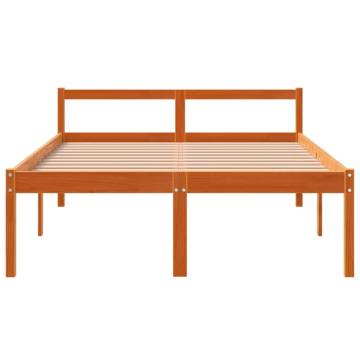 Wax Brown Bed Frame 140x190 cm - Solid Pine Wood