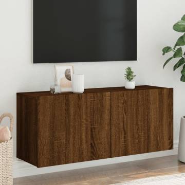 Modern Wall-Mounted TV Cabinet in Brown Oak - 100x30x41 cm