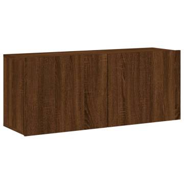 Modern Wall-Mounted TV Cabinet in Brown Oak - 100x30x41 cm