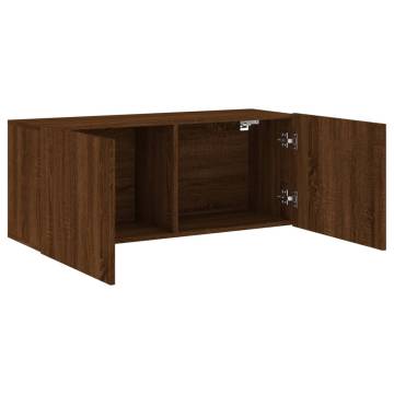 Modern Wall-Mounted TV Cabinet in Brown Oak - 100x30x41 cm