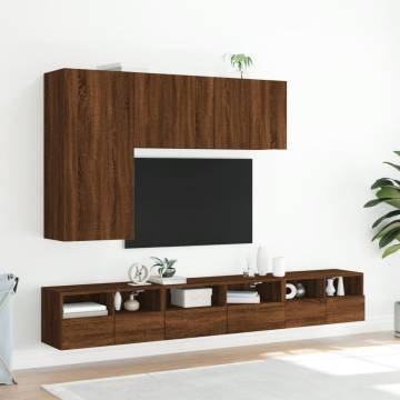 Modern Wall-Mounted TV Cabinet in Brown Oak - 100x30x41 cm