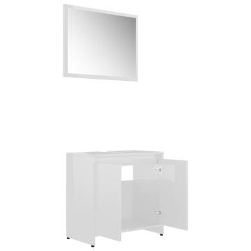 Stylish 3 Piece Bathroom Furniture Set - High Gloss White