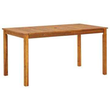 Solid Acacia Wood Garden Table 140x80 cm - Rustic Charm