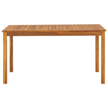 Solid Acacia Wood Garden Table 140x80 cm - Rustic Charm