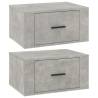 Wall-Mounted Bedside Cabinets - Set of 2 in Concrete Grey