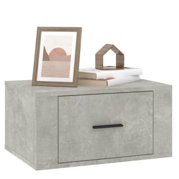 Wall-Mounted Bedside Cabinets - Set of 2 in Concrete Grey