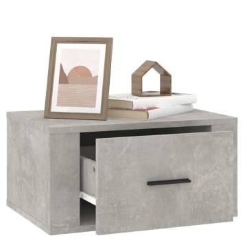 Wall-Mounted Bedside Cabinets - Set of 2 in Concrete Grey