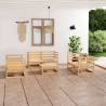 7 Piece Garden Lounge Set Solid Pinewood Colour natural Cushion included no Number of 1 