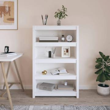 Stylish White Book Cabinet - Solid Pine Wood 80x35x126 cm