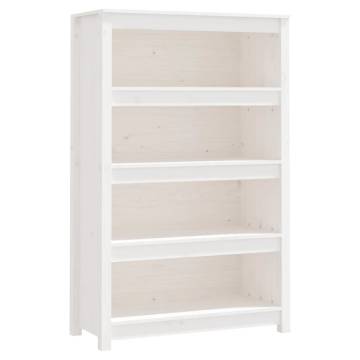 Stylish White Book Cabinet - Solid Pine Wood 80x35x126 cm