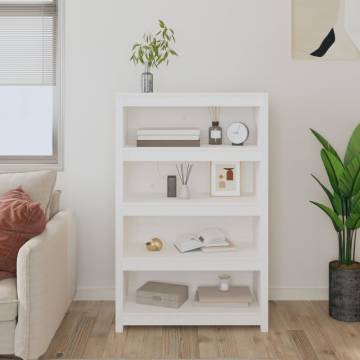 Stylish White Book Cabinet - Solid Pine Wood 80x35x126 cm