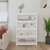 Stylish White Book Cabinet - Solid Pine Wood 80x35x126 cm